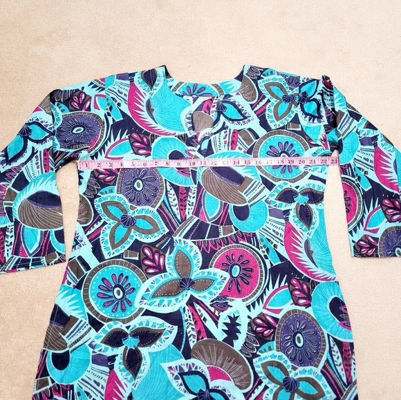 Floral Tunic Beach Cover Colorful 100% Cotton Woman's Size XL *small Tear* - Picture 5 of 9